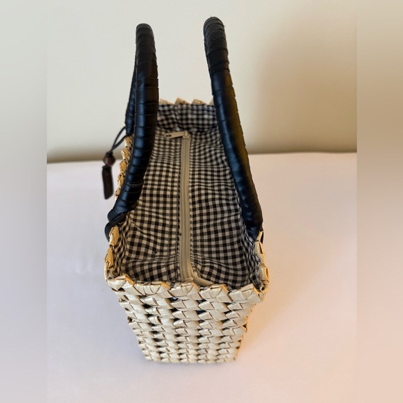 Esprit Black and Cream Woven Double Top Handle Bag - Picture 6 of 9